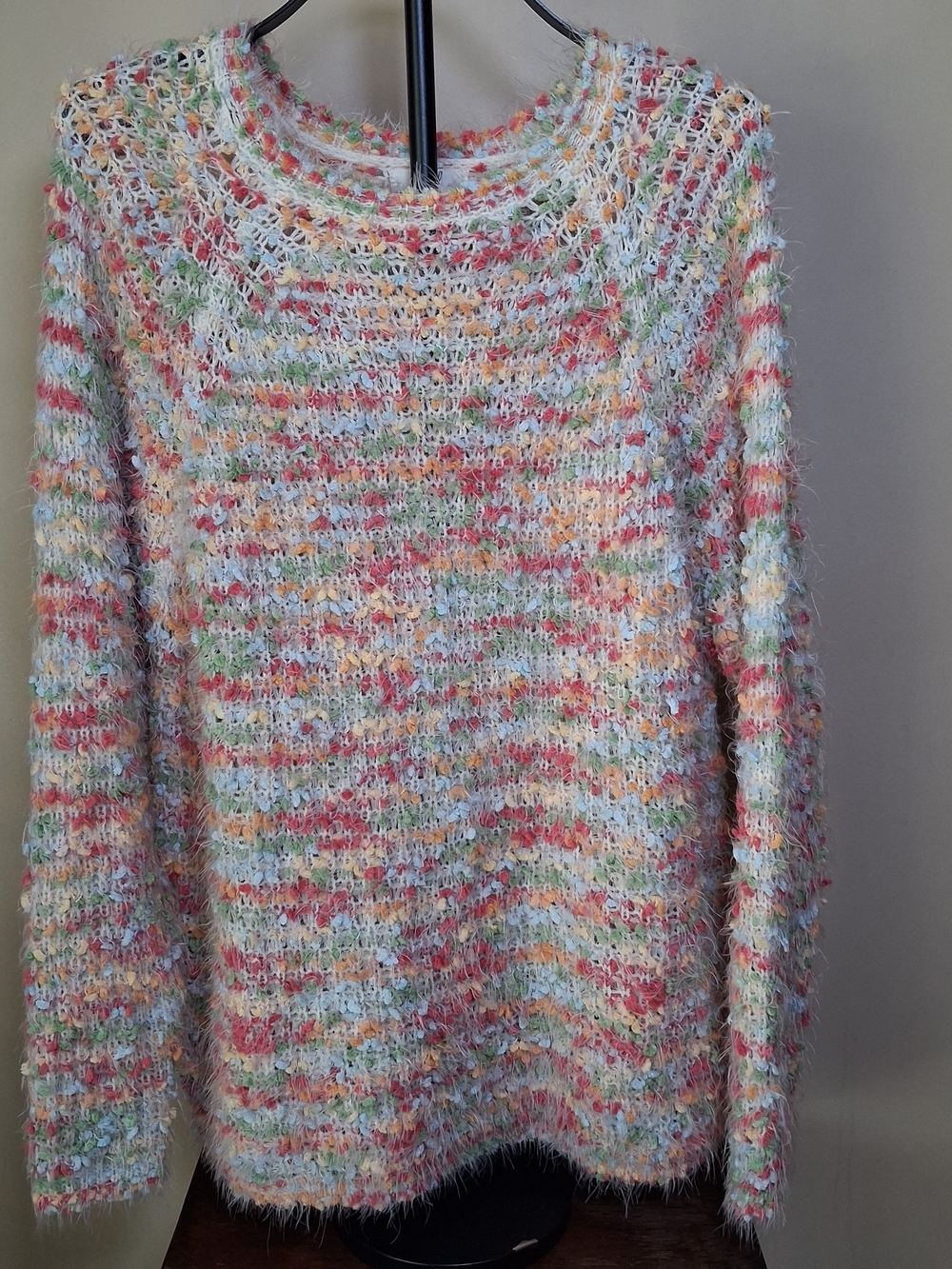 Easel Women's Multicolor Popcorn Confetti Eyelash Sweater; Size S